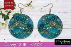 Turquoise Texture Round Earrings - Glitter Background PNG Product Image 1