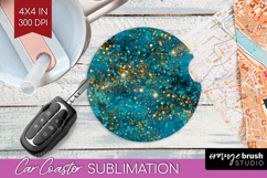 Turquoise Texture Car Coaster - Glitter Background Coaster Product Image 1