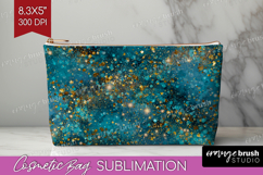 Turquoise Texture Cosmetic Bag - Glitter Background Makeup Product Image 1