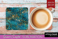 Turquoise Texture Square Coaster - Glitter Background PNG Product Image 1