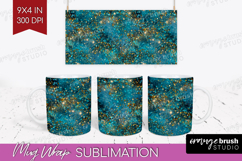 Turquoise Texture Mug Wrap - Glitter Background Mug PNG Product Image 1