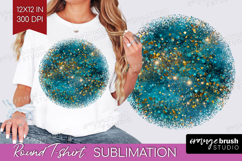 Turquoise Texture Round Tshirt Background - Glitter PNG Product Image 1