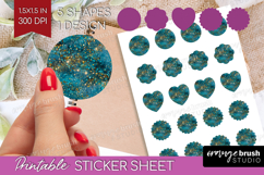 Turquoise Texture Round Sticker - Glitter Background Sticker Product Image 1