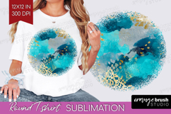 Turquoise Texture Round Tshirt Background - Glitter PNG Product Image 1