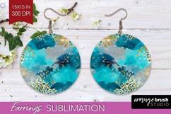 Turquoise Texture Round Earrings - Glitter Background PNG Product Image 1
