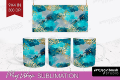 Turquoise Texture Mug Wrap - Glitter Background Mug PNG Product Image 1