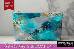 Turquoise Texture Cosmetic Bag - Glitter Background Makeup Product Image 1
