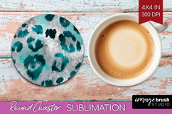 Turquoise Texture Round Coaster - Glitter Background Coaster Product Image 1