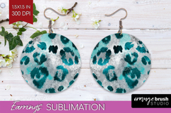 Turquoise Texture Round Earrings - Glitter Background PNG Product Image 1