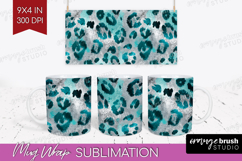 Turquoise Texture Mug Wrap - Glitter Background Mug PNG Product Image 1