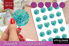 Turquoise Texture Round Sticker - Glitter Background Sticker Product Image 1