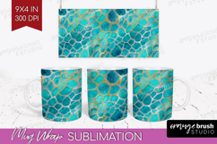 Turquoise Texture Mug Wrap - Glitter Background Mug PNG Product Image 1