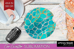 Turquoise Texture Car Coaster - Glitter Background Coaster Product Image 1