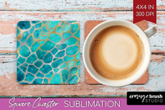 Turquoise Texture Square Coaster - Glitter Background PNG Product Image 1