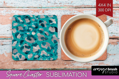 Turquoise Texture Square Coaster - Glitter Background PNG Product Image 1
