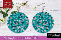 Turquoise Texture Round Earrings - Glitter Background PNG Product Image 1