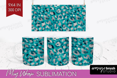 Turquoise Texture Mug Wrap - Glitter Background Mug PNG Product Image 1