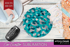 Turquoise Texture Car Coaster - Glitter Background Coaster Product Image 1