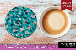 Turquoise Texture Round Coaster - Glitter Background Coaster Product Image 1