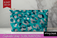 Turquoise Texture Cosmetic Bag - Glitter Background Makeup Product Image 1