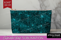 Turquoise Texture Cosmetic Bag - Glitter Background Makeup Product Image 1