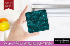 Turquoise Texture Magnet Sublimation - Glitter Background Product Image 1