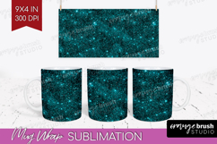 Turquoise Texture Mug Wrap - Glitter Background Mug PNG Product Image 1