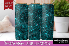 Turquoise Texture Tumbler Wrap - Glitter Background Tumbler Product Image 1