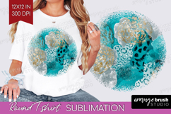 Turquoise Texture Round Tshirt Background - Glitter PNG Product Image 1