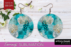 Turquoise Texture Round Earrings - Glitter Background PNG Product Image 1