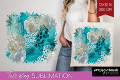 Turquoise Texture Tote Bag - Glitter Background Tote Bag PNG Product Image 1