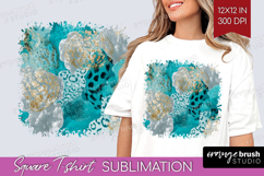 Turquoise Texture Square Tshirt Background - Glitter PNG Product Image 1