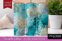Turquoise Texture Tumbler Wrap - Glitter Background Tumbler Product Image 1