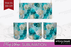 Turquoise Texture Mug Wrap - Glitter Background Mug PNG Product Image 1