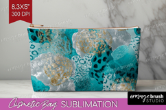 Turquoise Texture Cosmetic Bag - Glitter Background Makeup Product Image 1