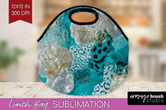 Turquoise Texture Lunch Bag - Glitter Background Lunch Bug Product Image 1