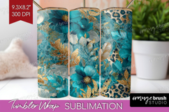 Turquoise Texture Tumbler Wrap - Glitter Background Tumbler Product Image 1