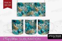 Turquoise Texture Mug Wrap - Glitter Background Mug PNG Product Image 1