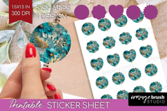 Turquoise Texture Round Sticker - Glitter Background Sticker Product Image 1