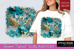 Turquoise Texture Square Tshirt Background - Glitter PNG Product Image 1