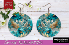Turquoise Texture Round Earrings - Glitter Background PNG Product Image 1