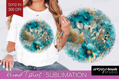 Turquoise Texture Round Tshirt Background - Glitter PNG Product Image 1