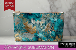 Turquoise Texture Cosmetic Bag - Glitter Background Makeup Product Image 1