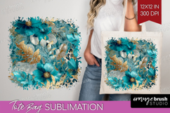 Turquoise Texture Tote Bag - Glitter Background Tote Bag PNG Product Image 1