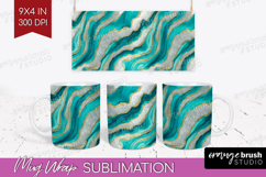 Turquoise Texture Mug Wrap - Glitter Background Mug PNG Product Image 1