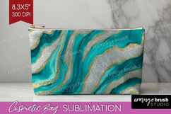 Turquoise Texture Cosmetic Bag - Glitter Background Makeup Product Image 1