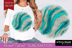 Turquoise Texture Round Tshirt Background - Glitter PNG Product Image 1