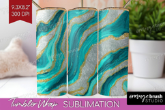 Turquoise Texture Tumbler Wrap - Glitter Background Tumbler Product Image 1