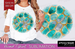 Turquoise Texture Round Tshirt Background - Glitter PNG Product Image 1