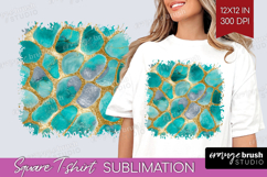 Turquoise Texture Square Tshirt Background - Glitter PNG Product Image 1